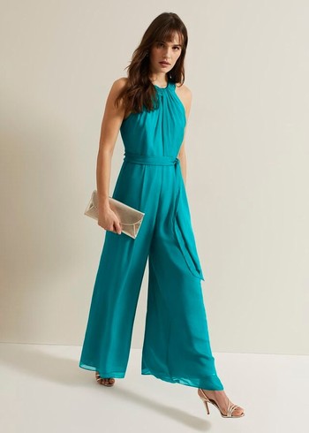 Phase Eight Susanna Silk Jumpsuit Green Australia | WI2568049